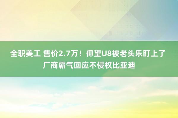 全职美工 售价2.7万！仰望U8被老头乐盯上了 厂商霸气回应不侵权比亚迪