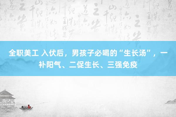 全职美工 入伏后，男孩子必喝的“生长汤”，一补阳气、二促生长、三强免疫